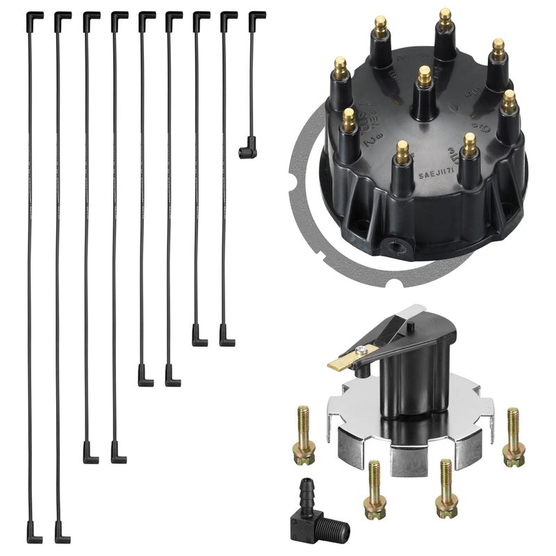 FASWORX Mercruiser Thunderbolt V8 DISTRIBUTOR CAP ROTOR SPARK PLUG WIRES KIT SET 5.0 5.7 7.4 8.2 350 - Image 1